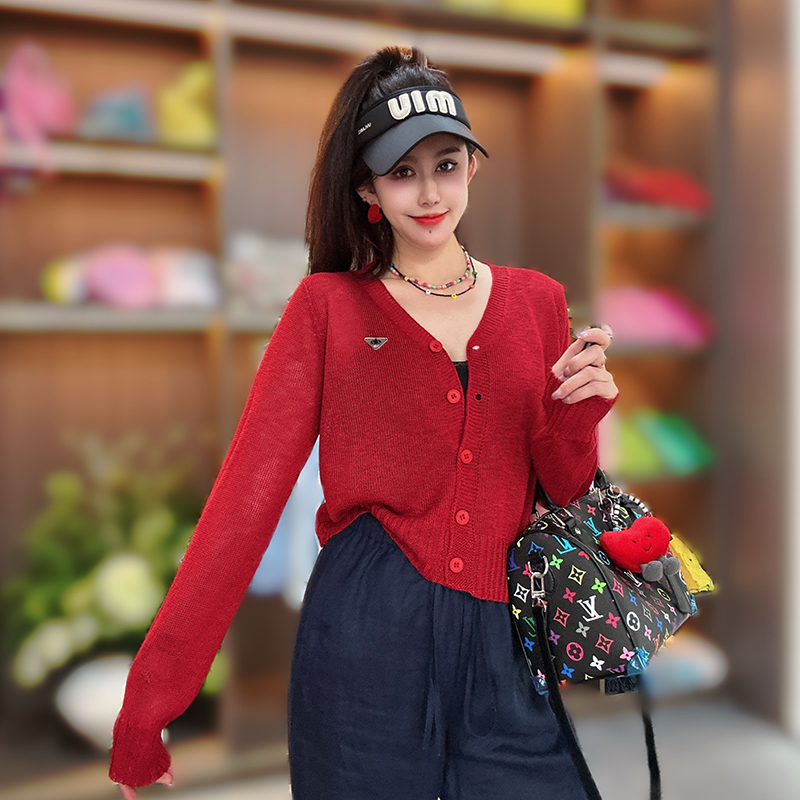 夏季新款时尚韩版长袖薄款针织衫女小香风百搭休闲显瘦开衫防晒衫