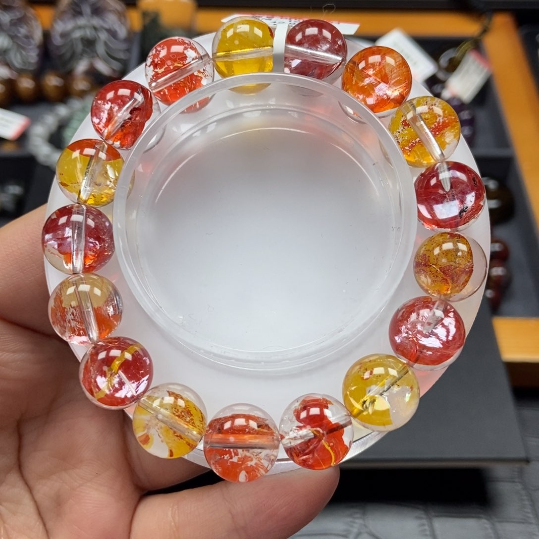 水晶锦鲤胶花手链12毫米未镶嵌