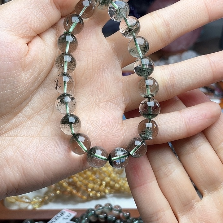 烟晶手链未镶嵌一****～天然绿幽灵手串