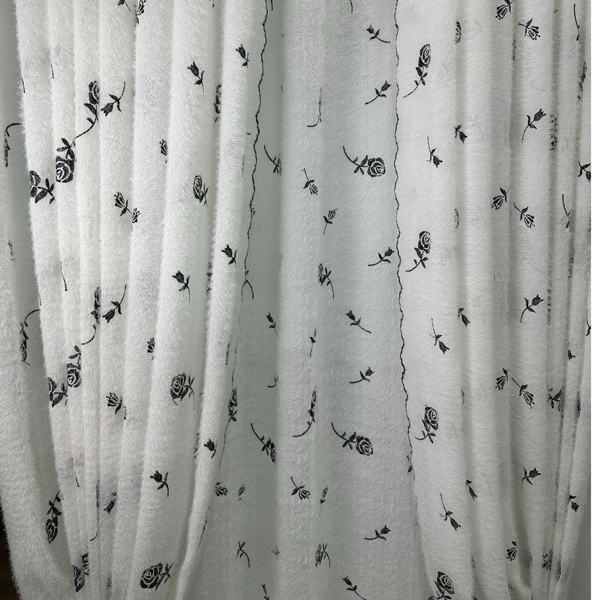 新品大玫瑰自带花边刺绣纱帘