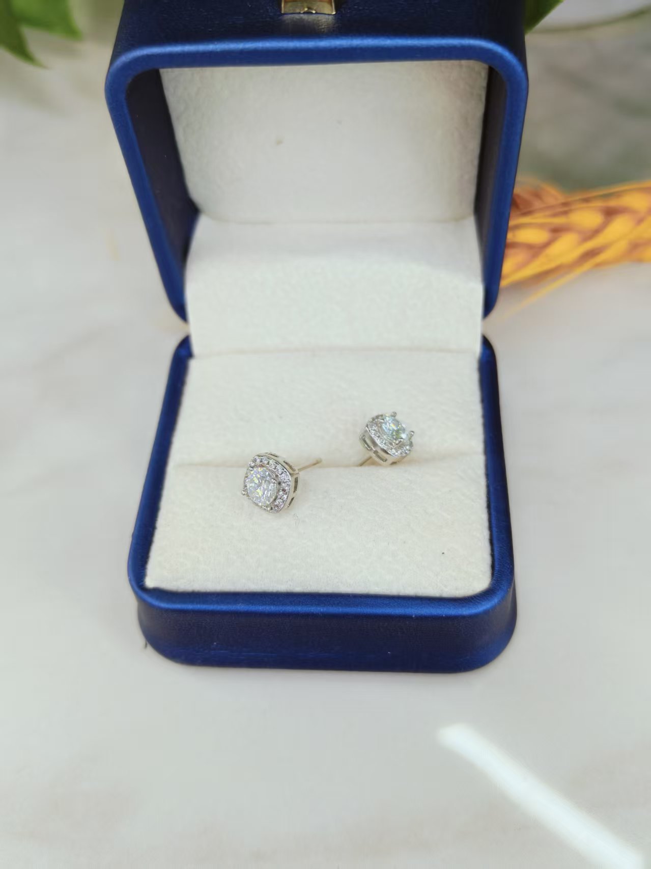 925银莫桑石银制品 【松老板】莫桑戴妃款轻奢耳钉 赠耳堵