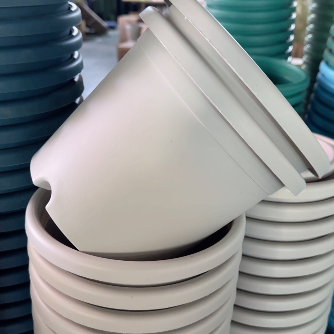 树脂四季盆3#无拖灰白微瑕10