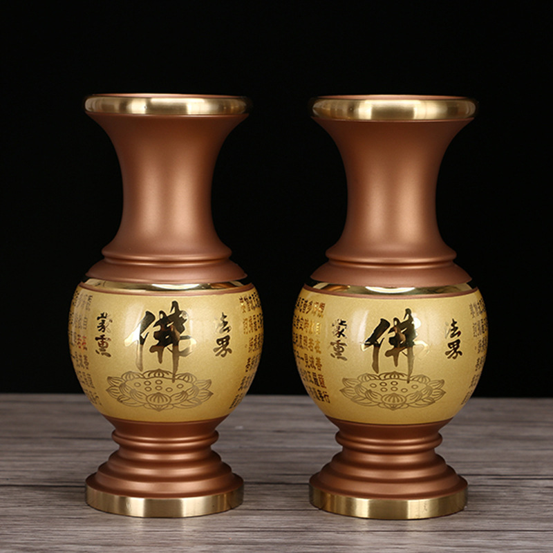厂家直供全铜全铜家居摆件佛堂供具佛字心经花瓶圆通花瓶批发花尊