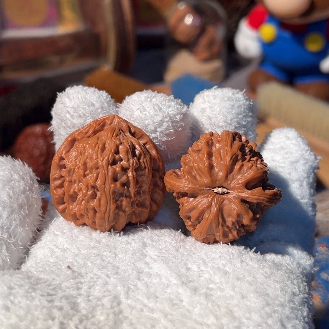 文玩核桃把件全品三角白37