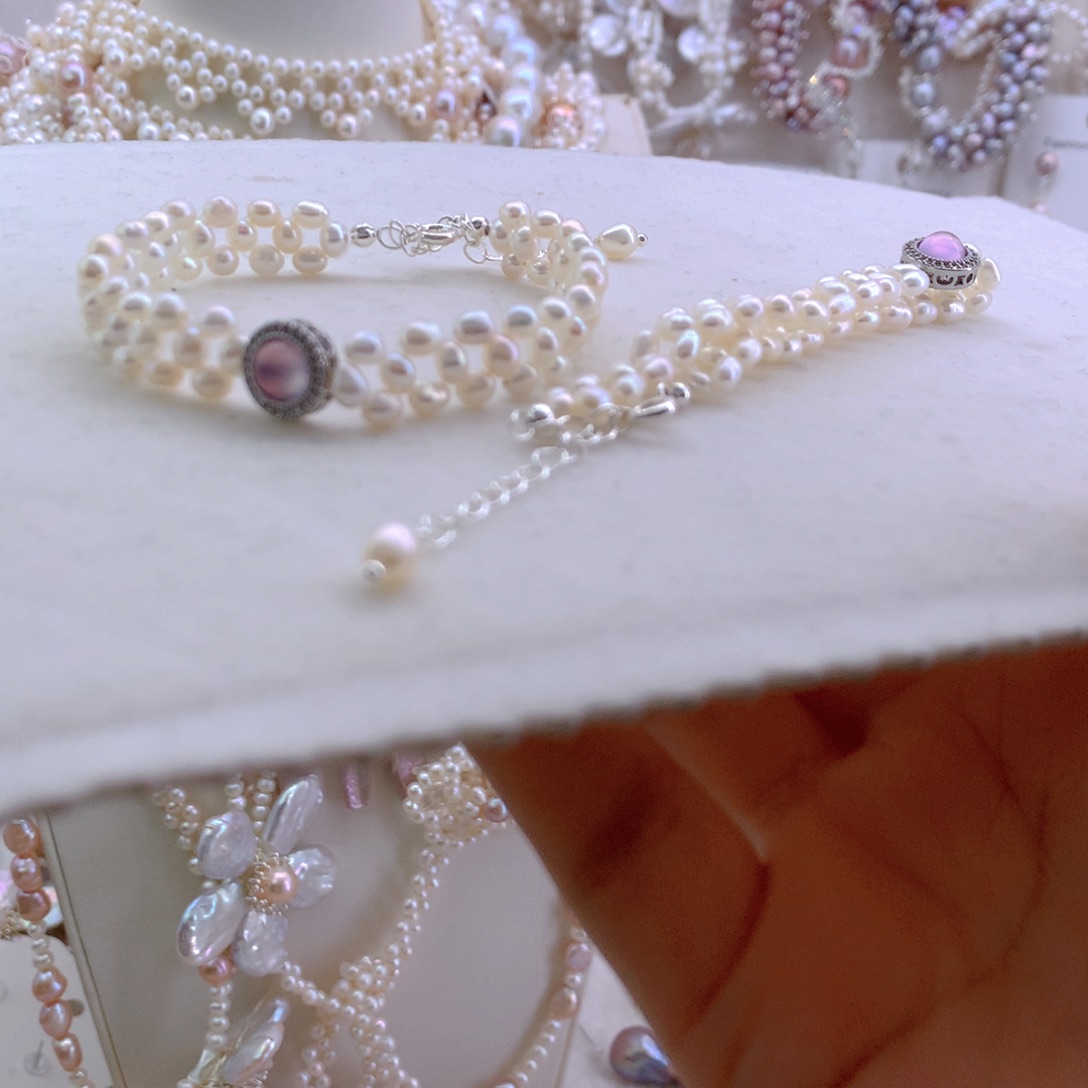 未镶嵌淡水珍珠随机手链一个