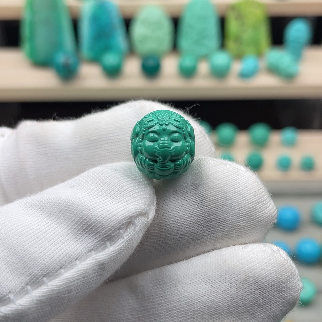 湖北姚家坡油绿13mm象神珠子