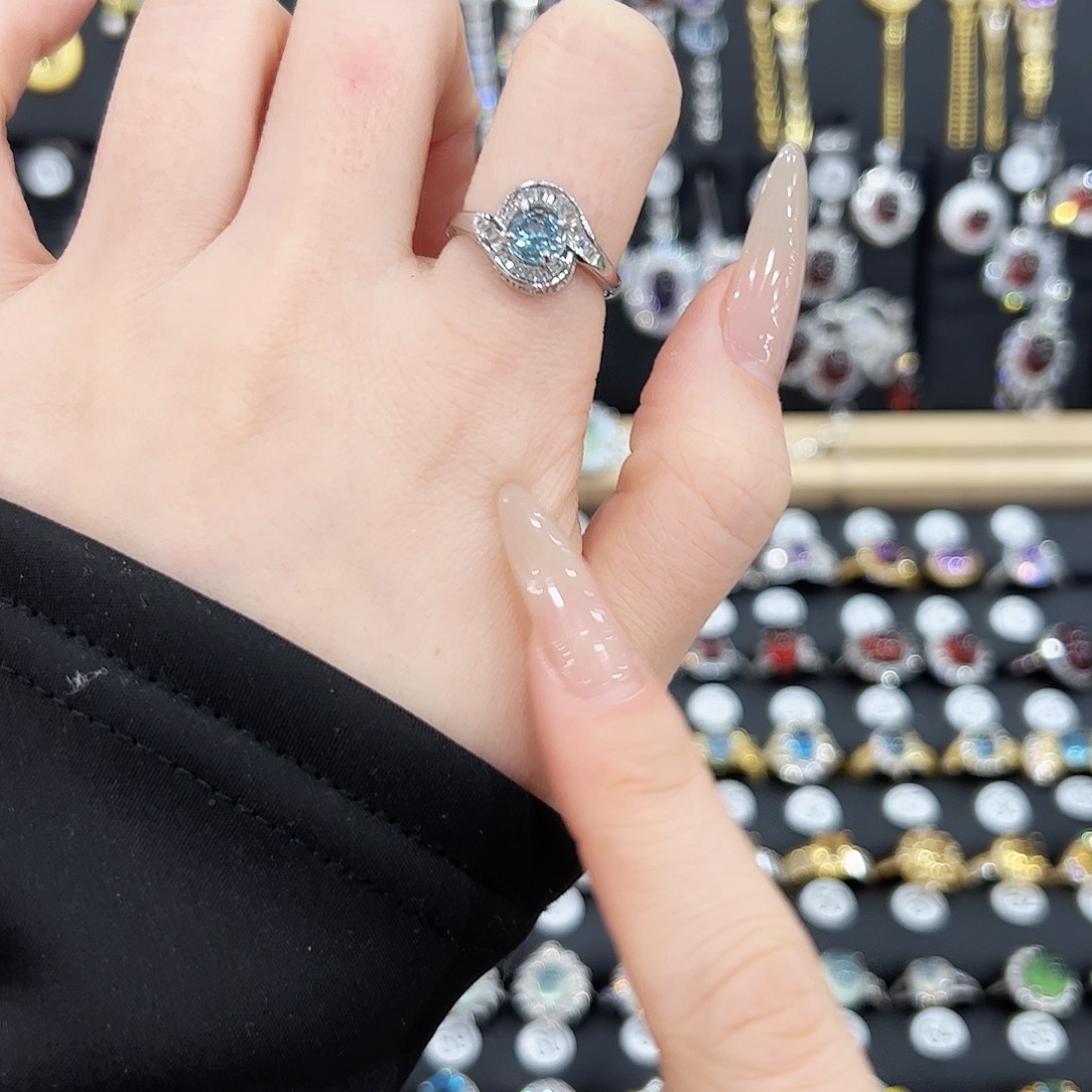 托帕石戒指银S925镶嵌戒指