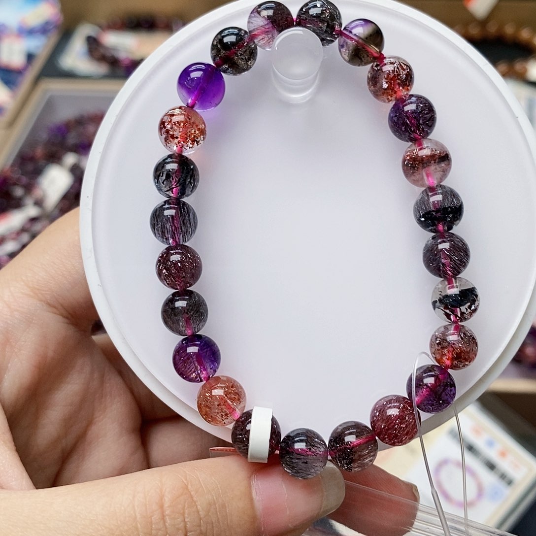 未镶嵌手链水晶H208卡八黑加仑