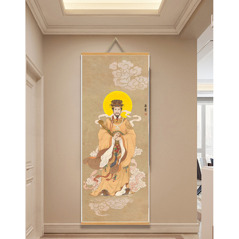 【207五路财神柴荣】60x120cm现代简约挂轴装饰画办公室家居装饰画