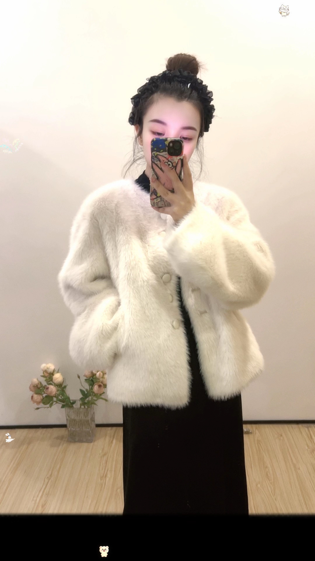 2025冬季新款圆扣仿狐狸毛长毛防风女士ins毛毛冬季短外套