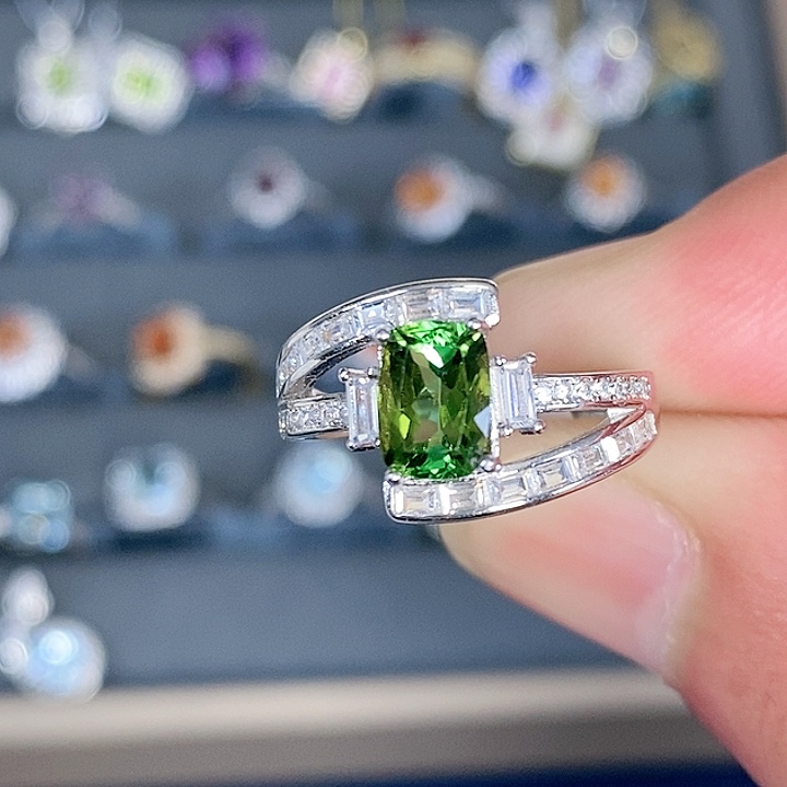 碧玺戒指银S925镶嵌戒指