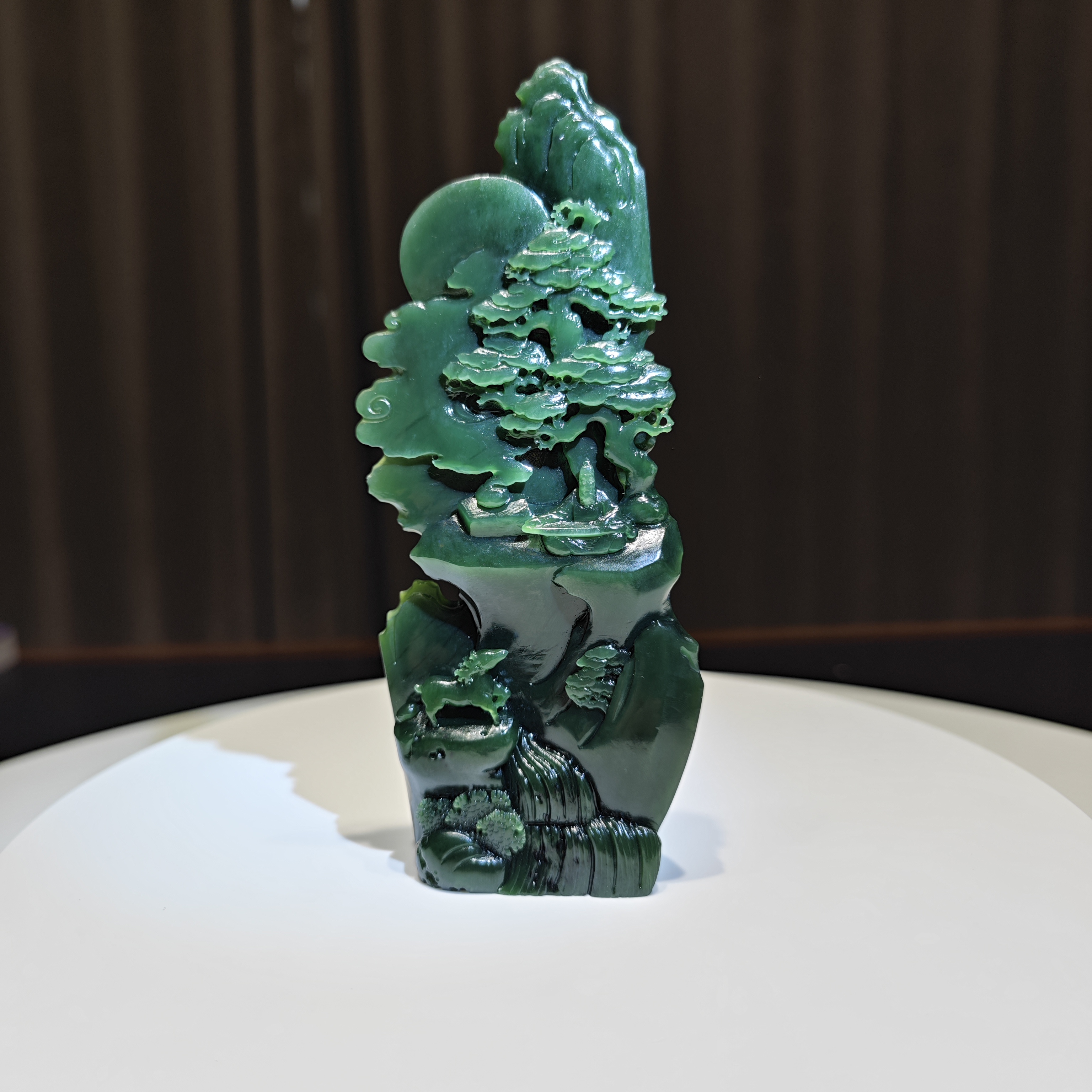 ZYJ2506110005【和田玉·碧玉】高山流水雅趣摆件