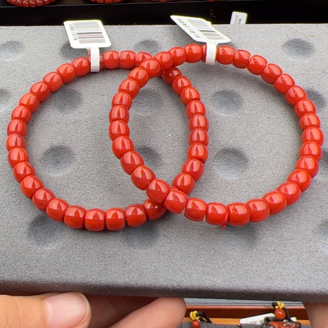 南红玛瑙【满肉锦红直切手串6mm多样性发一件未镶嵌