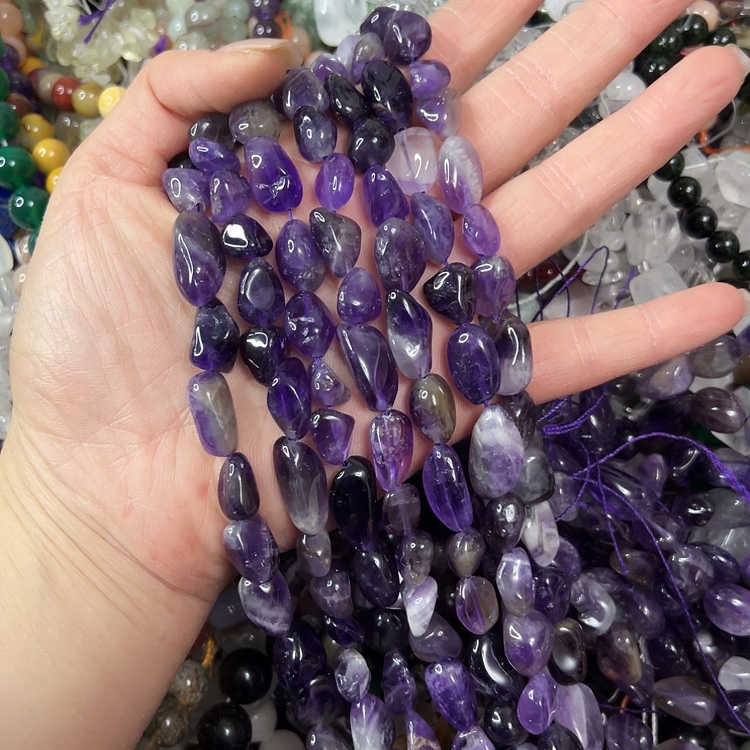 玛瑙/玉髓未镶嵌珠宝半成品，卡10x12紫水晶随行一条