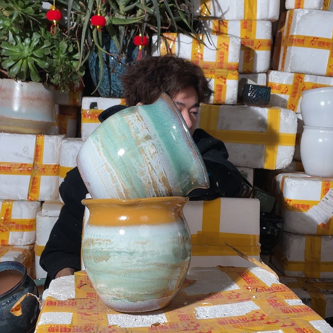 无铅玻璃宜兴紫砂花盆