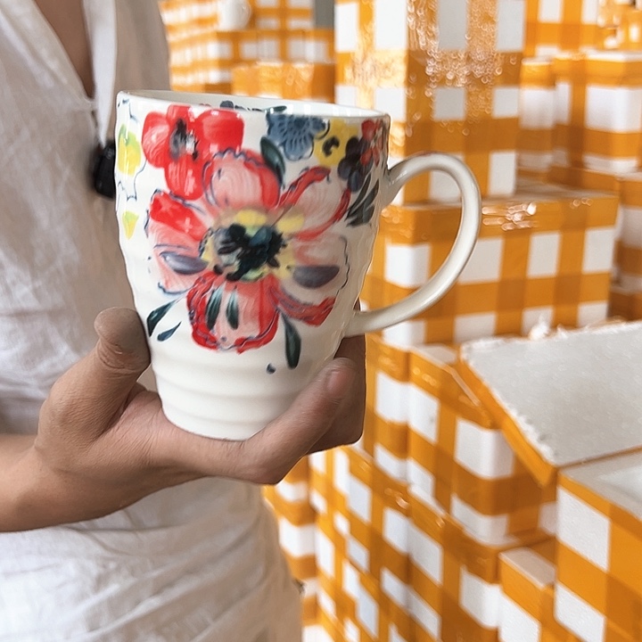 正品 手绘花杯2只精品