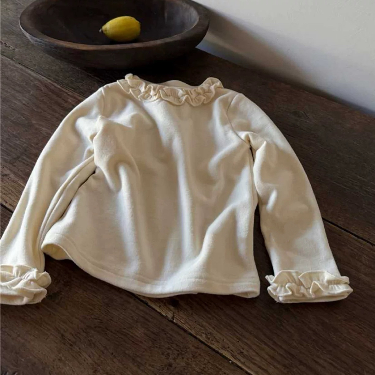 女童韩版休闲百搭加绒花边长袖A36