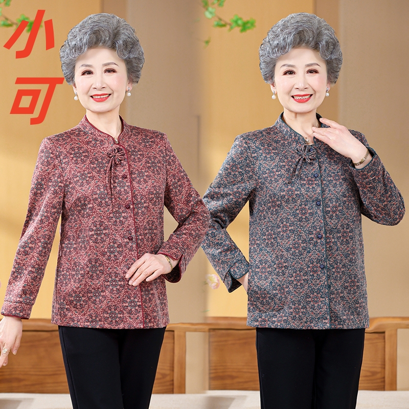 中老年人妈妈中国风夏装衬衣奶奶新中式春秋款衬衫老人太太上衣服