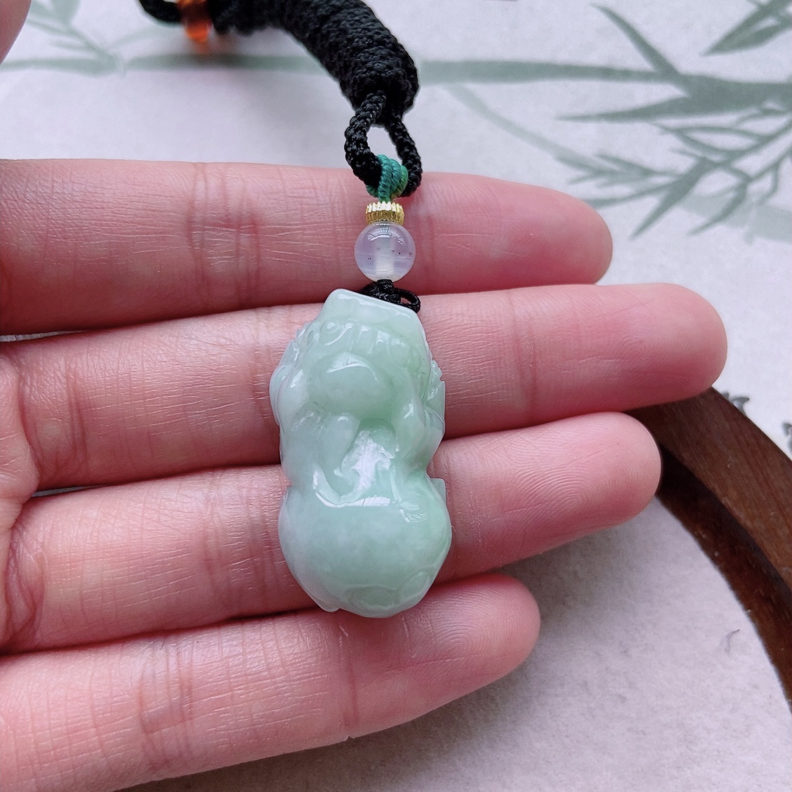 冰润精美貔貅吊坠天然翡翠A货 尺寸30×16×13mm