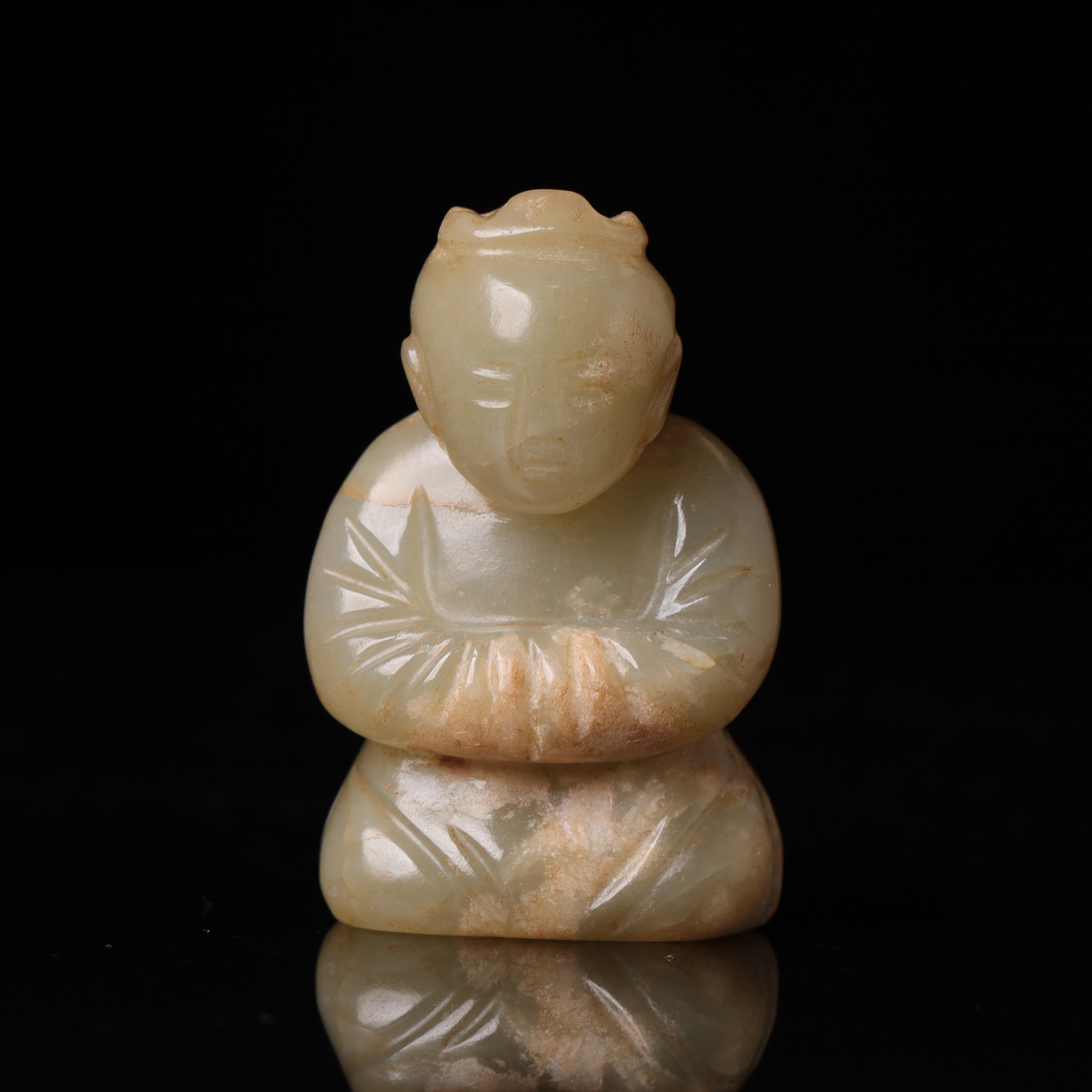 明代和田玉童子花件-NX