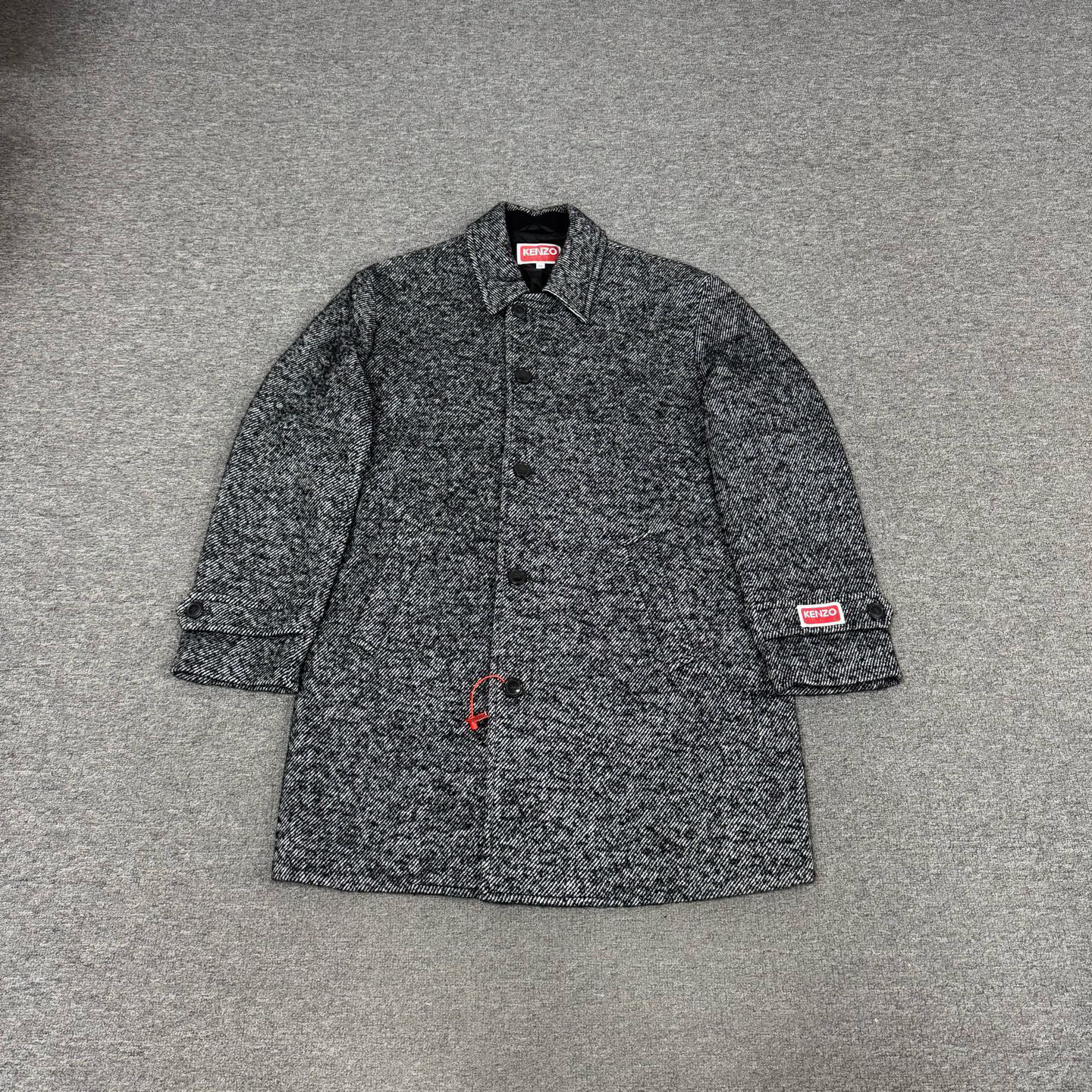 99新 KENZO/肯佐 秀款 字母logo 羊毛大衣外套 48码 