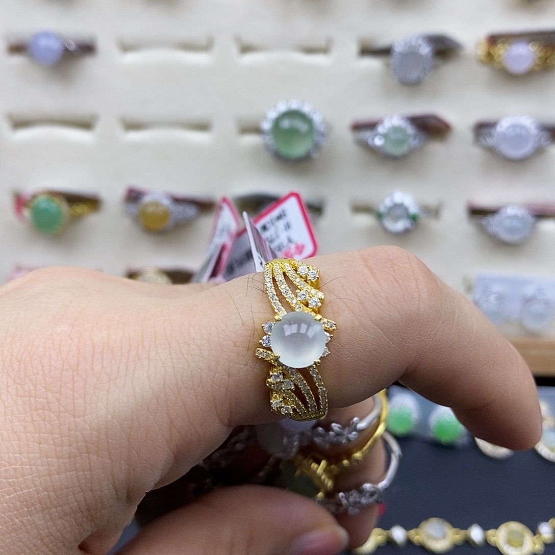 翡翠银S925镶嵌戒指