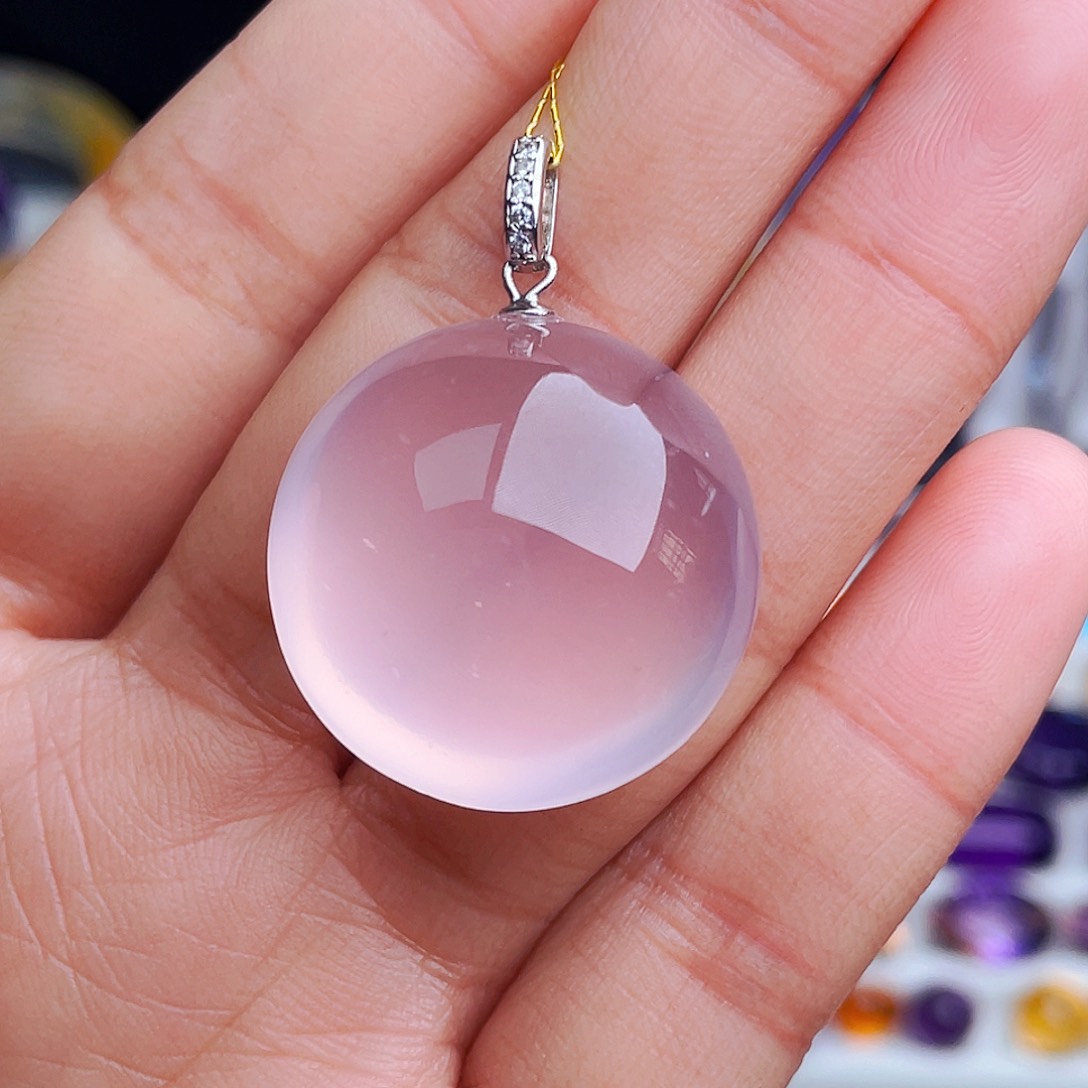 颈饰银S925镶嵌芙蓉石天然保真