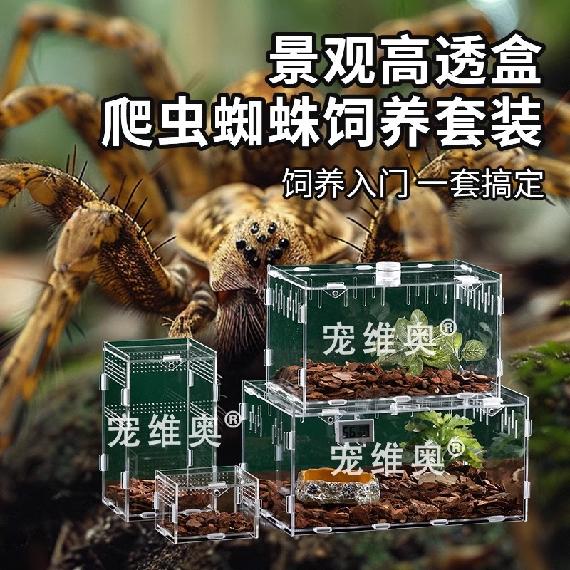 宠物蜘蛛寝室桌面拼装别墅景观高透亚克力爬虫饲养套餐观赏盒子