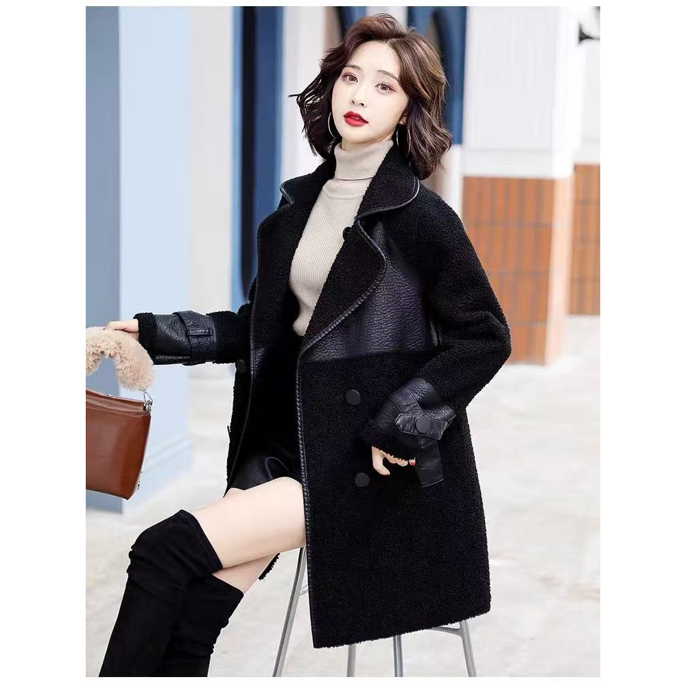 0652 正反两穿皮毛一体羊羔毛皮衣外套女中长款秋冬保暖a8-2