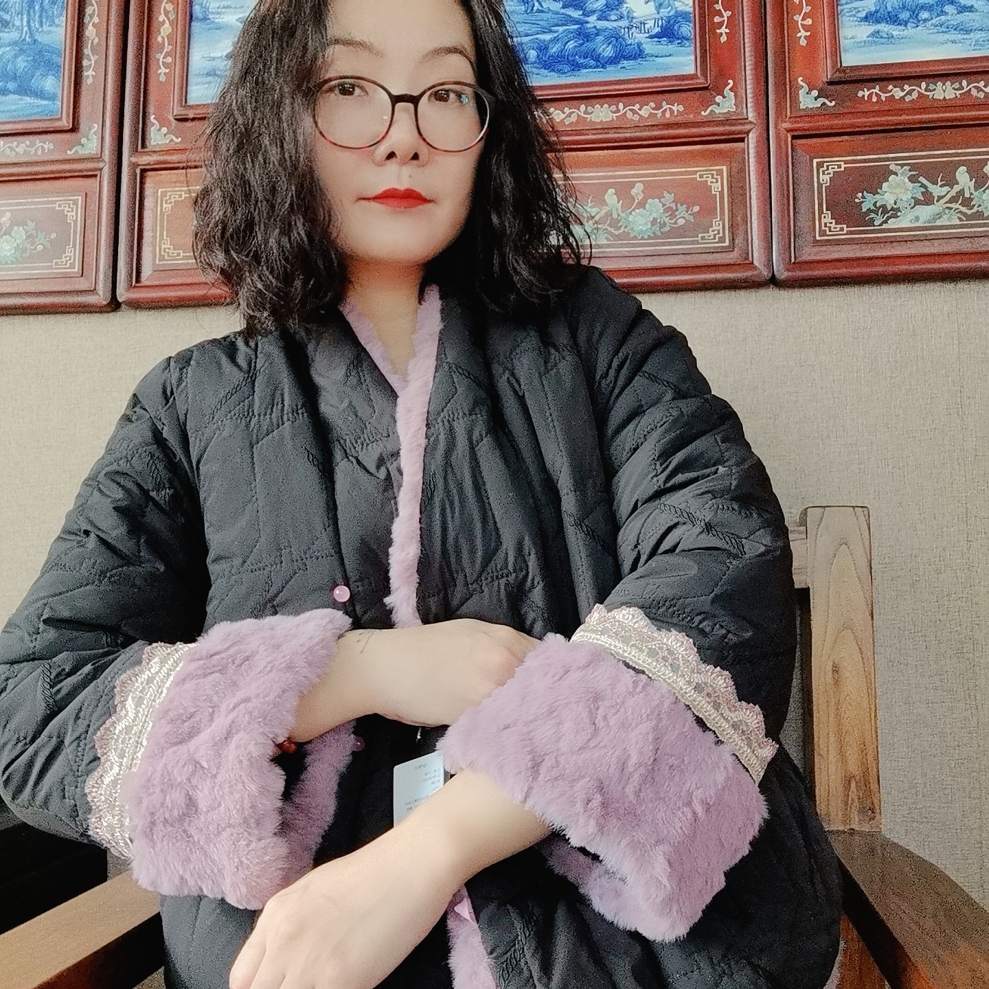 国风新中式棉袄加毛毛双面穿短外套