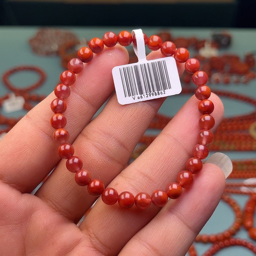 南红玛瑙未镶嵌手链玫锦火焰卡6