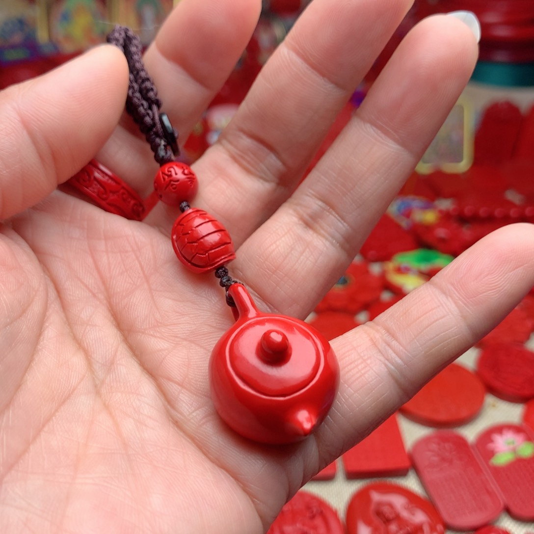 天然辰砂工艺品朱砂钥匙扣