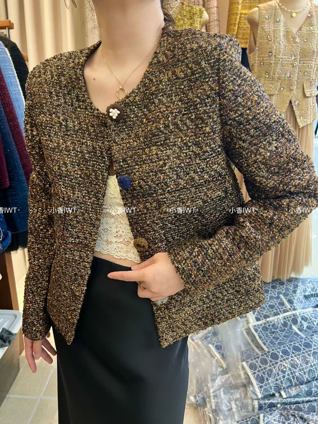 宽松型常规款秋季女落肩袖短外套气质西服百搭短款#0-F