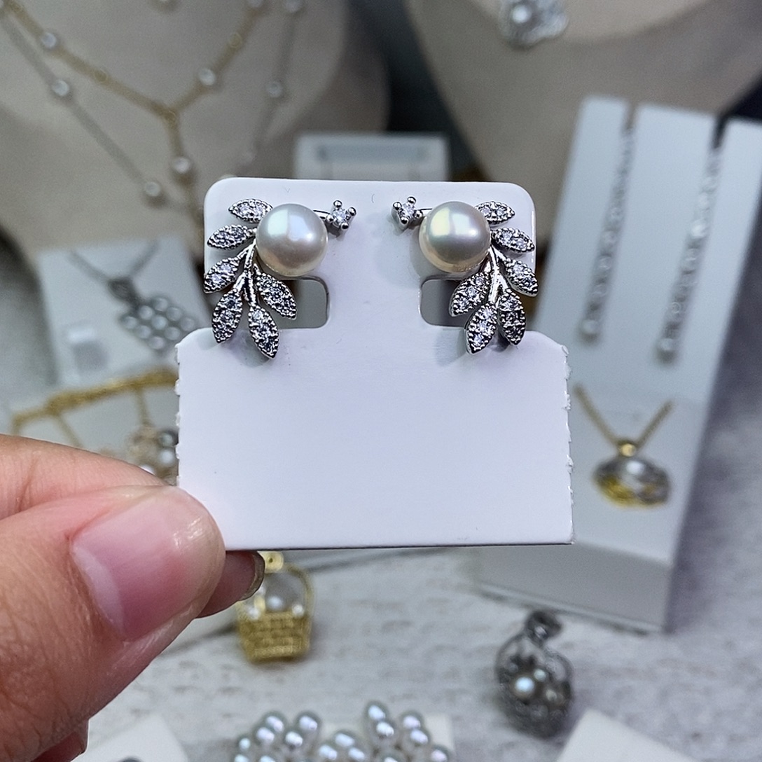 淡水珍珠耳饰银S925镶嵌