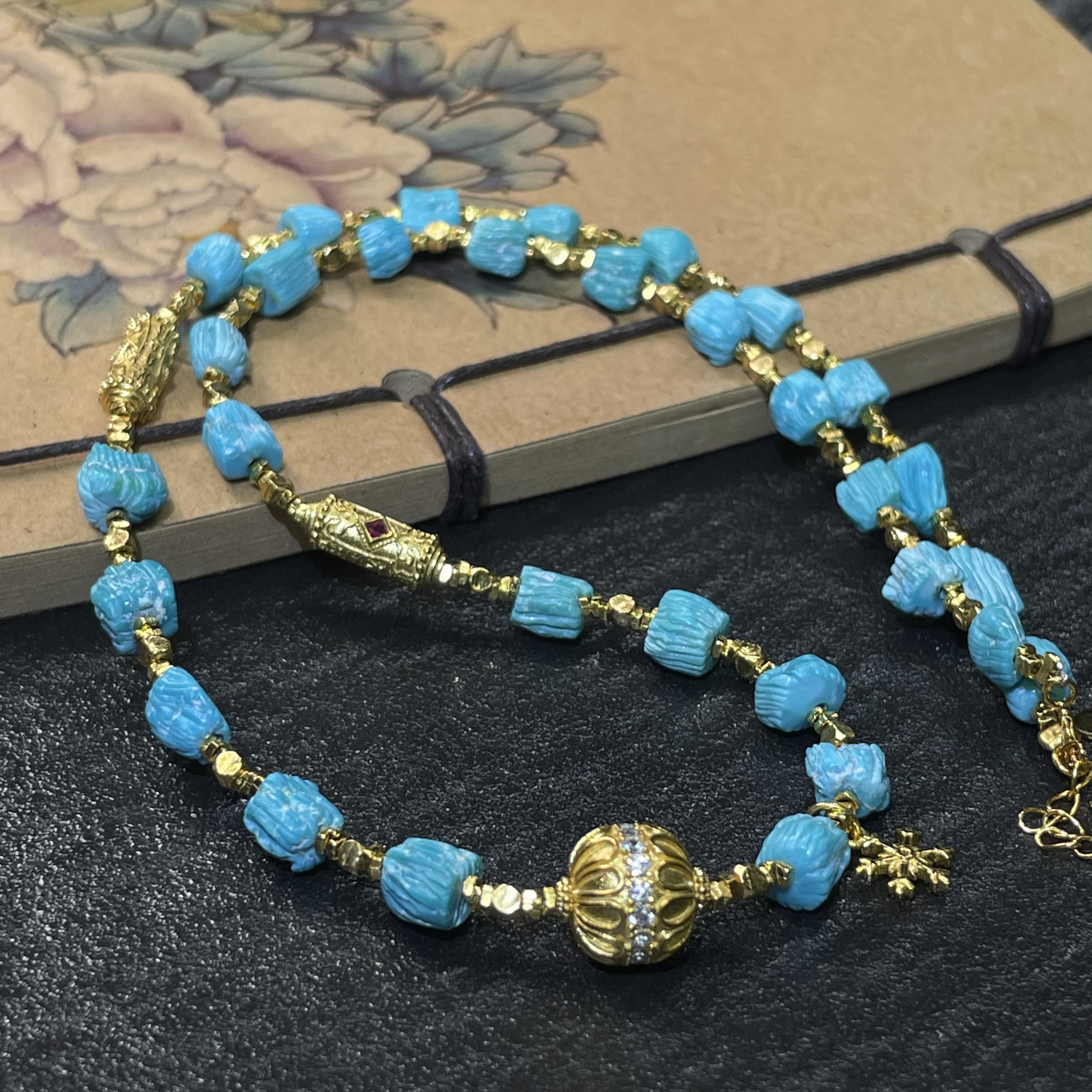 【珺笙珠宝】精品•原矿暴蓝绿松石s925银百香籽项链