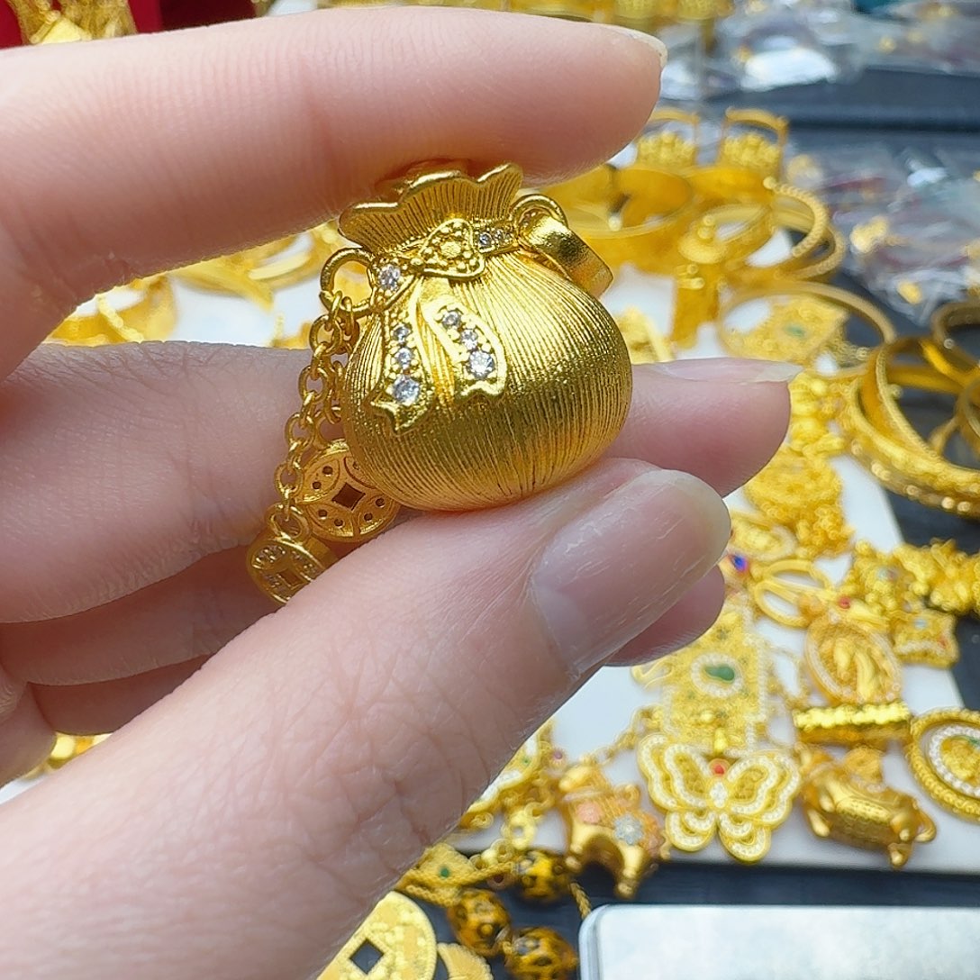 合金钱袋子铜钱吊坠