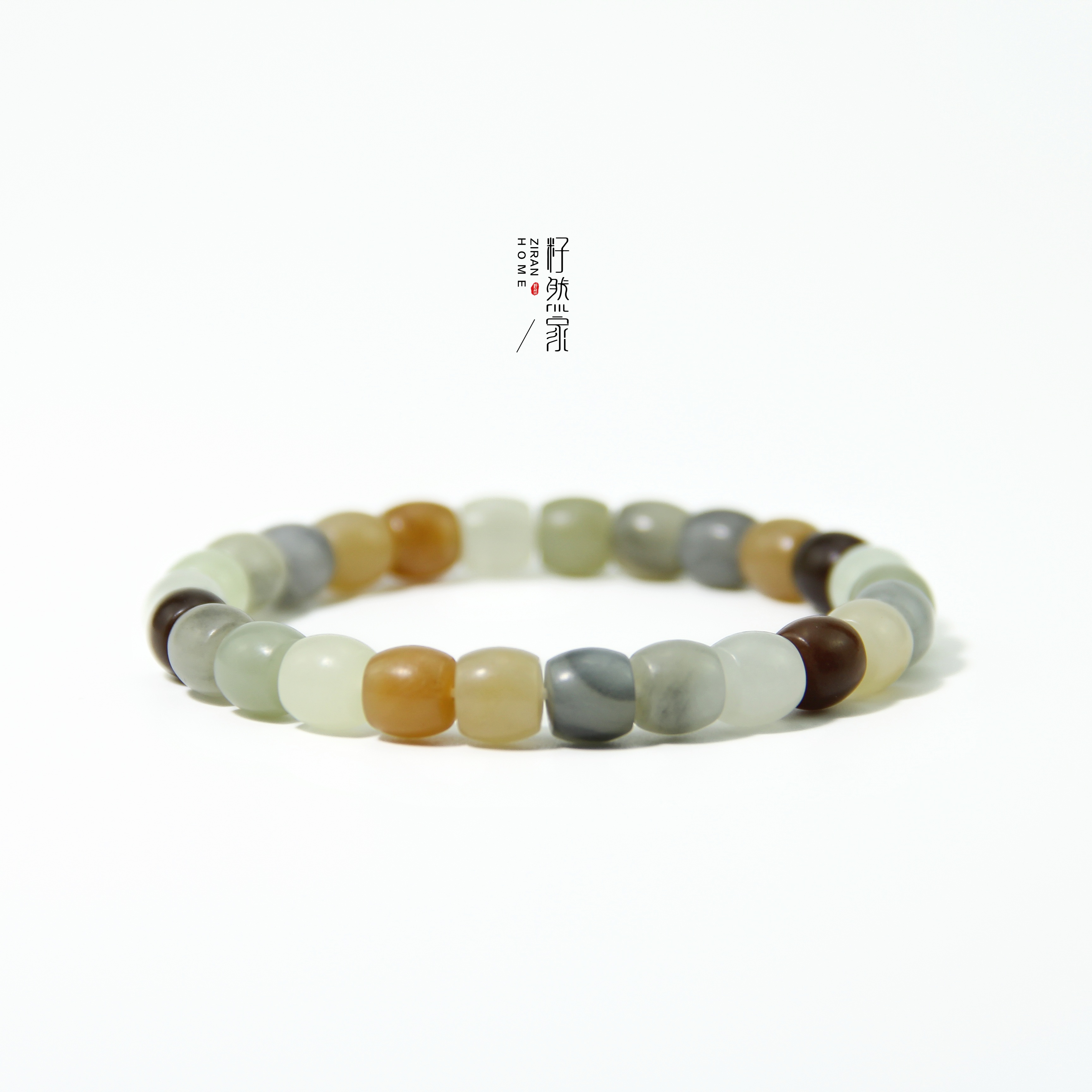 天然新疆和田玉楼兰三色高阶细料直切手串8mm（多样性发其一）