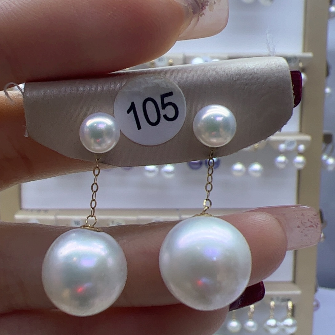 淡水珍珠耳饰18K金镶嵌