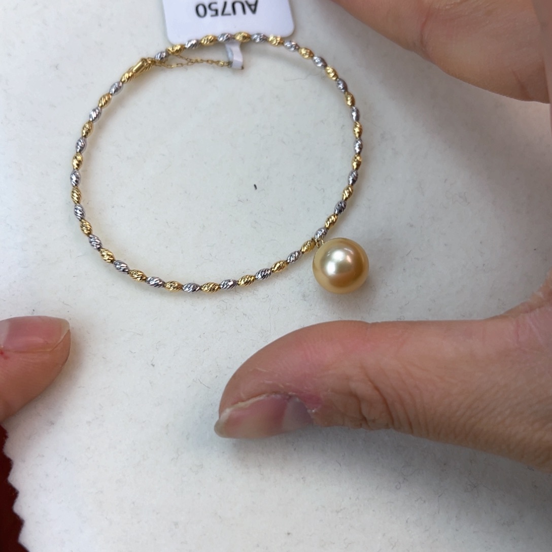海水珍珠手镯18K金镶嵌