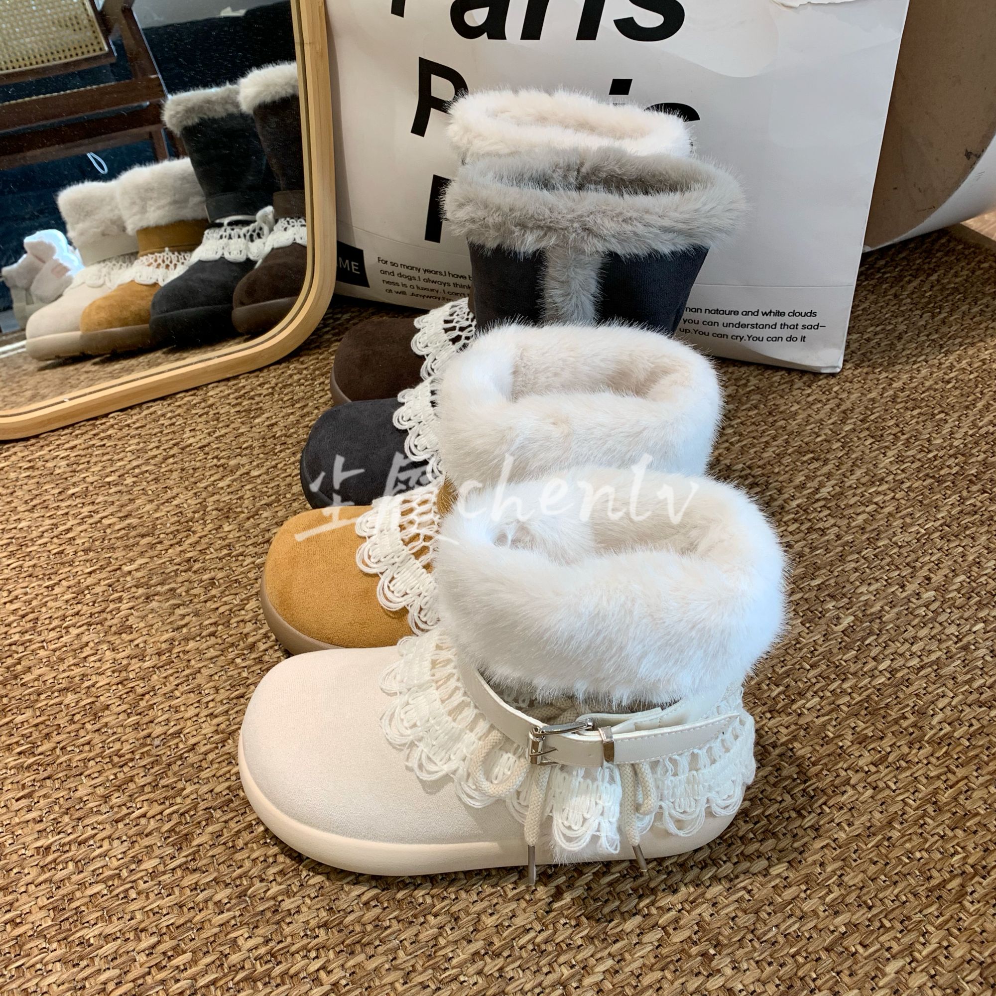 CHENLV/尘履2025冬季两穿短中筒新款雪地靴千禧年时尚百搭靴子