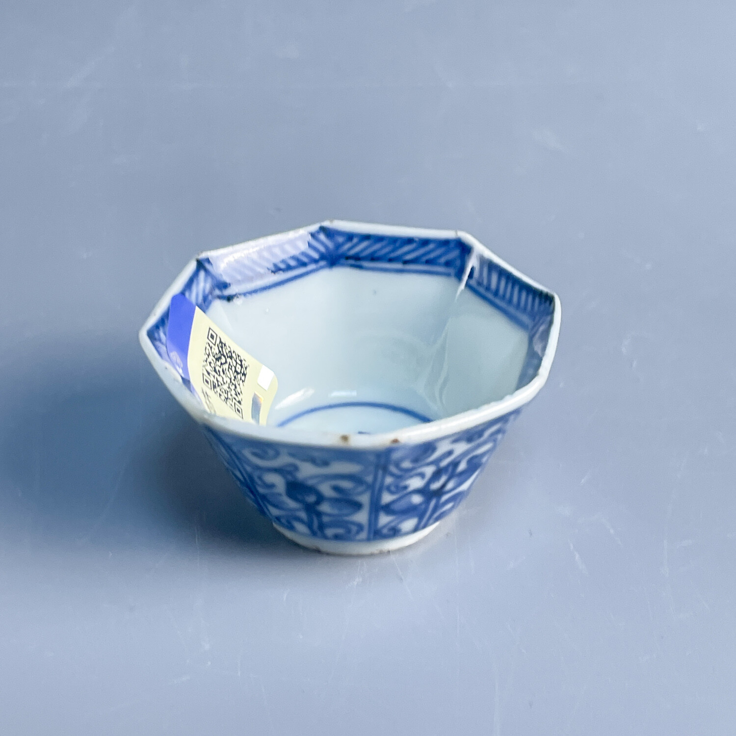 清康熙青花花卉纹八方杯-M25KV003D86