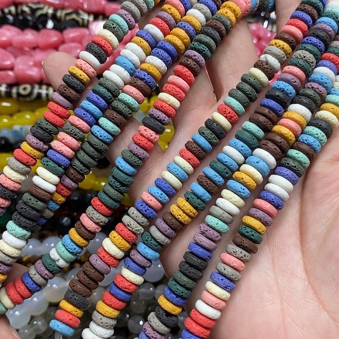 玛瑙/玉髓未镶嵌珠宝半成品火山隔片一条卡8mm