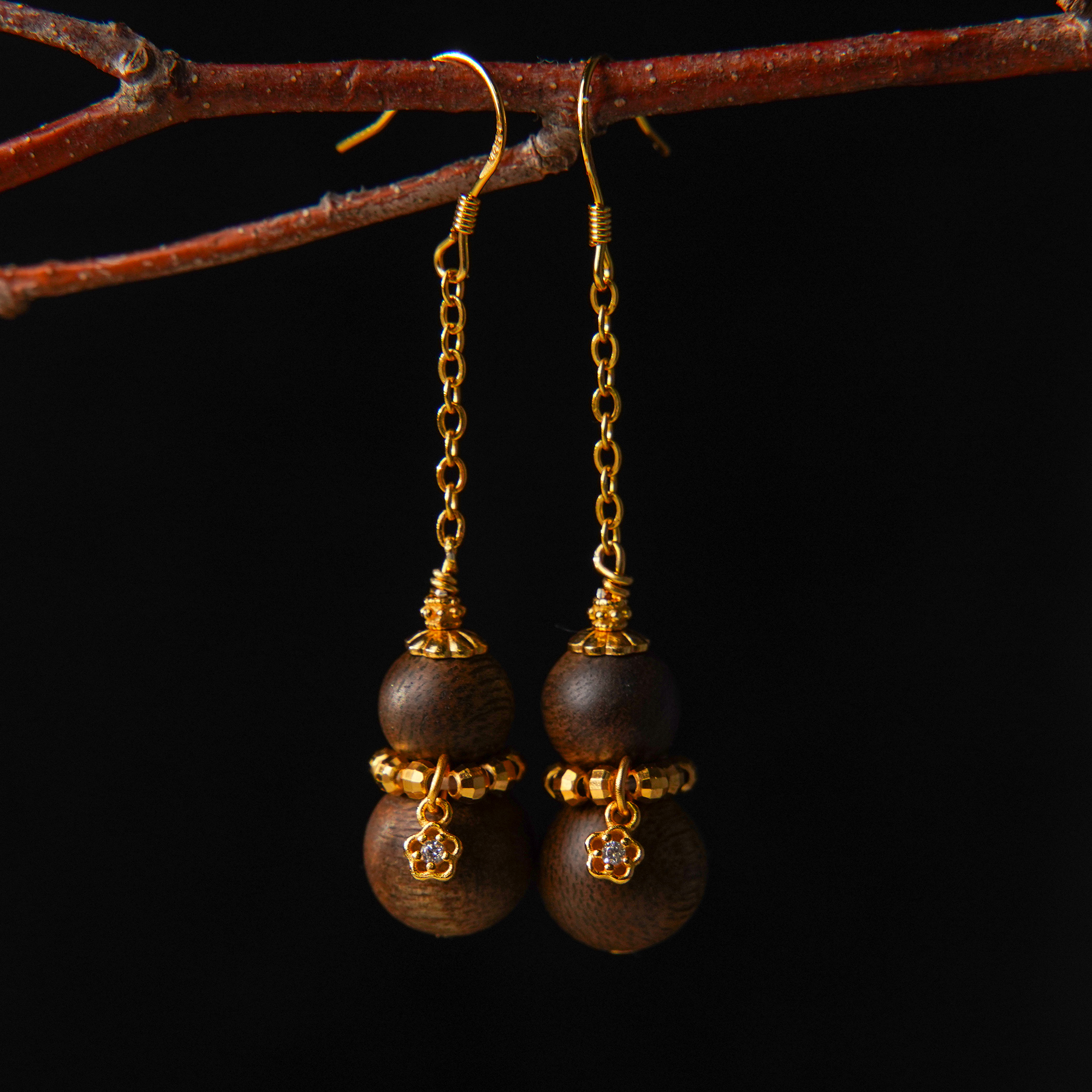 沉香沉水白奇楠DIYs925耳钩/CX01121