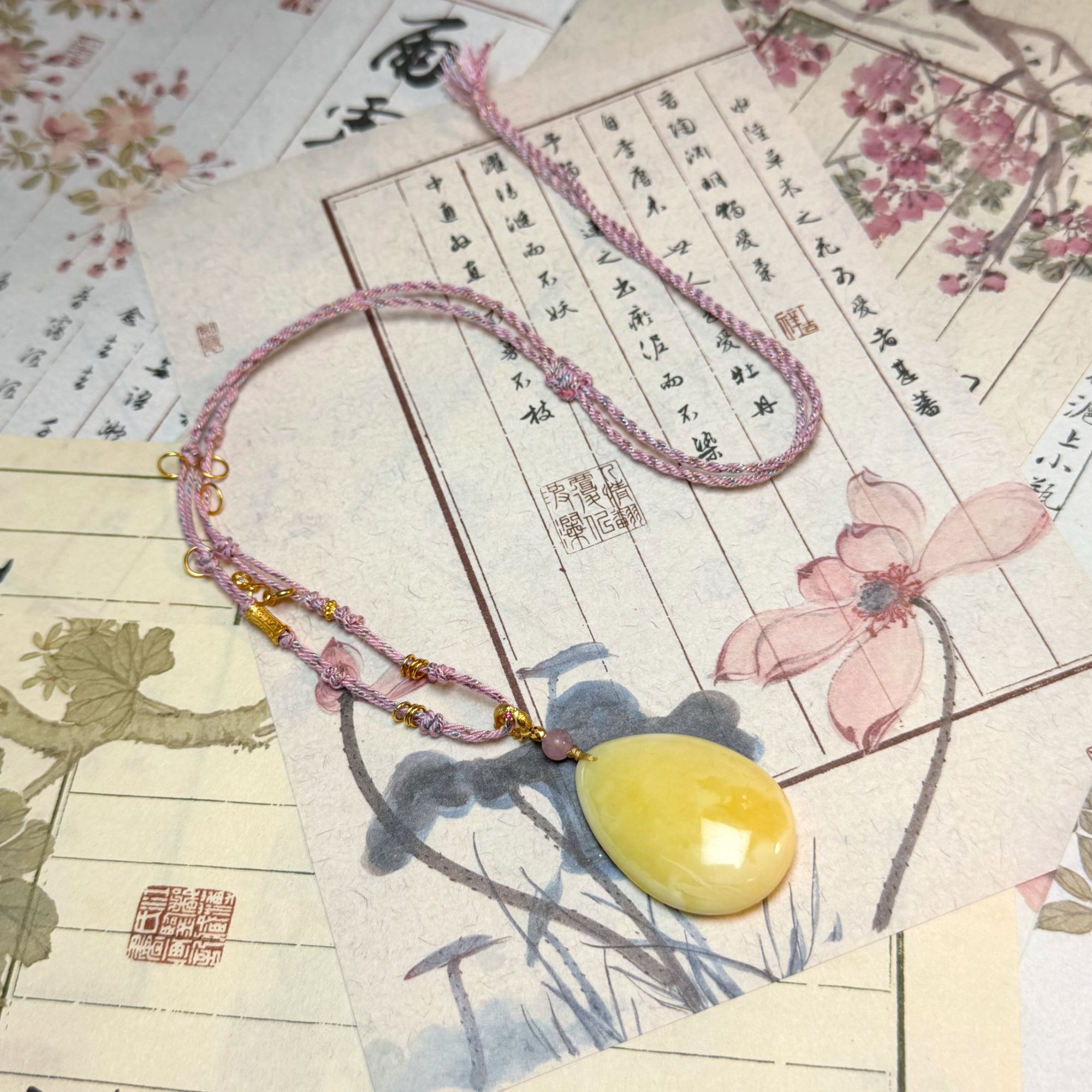 【Y】ZX208712蜜蜡白花蜡水滴吊坠4-6g