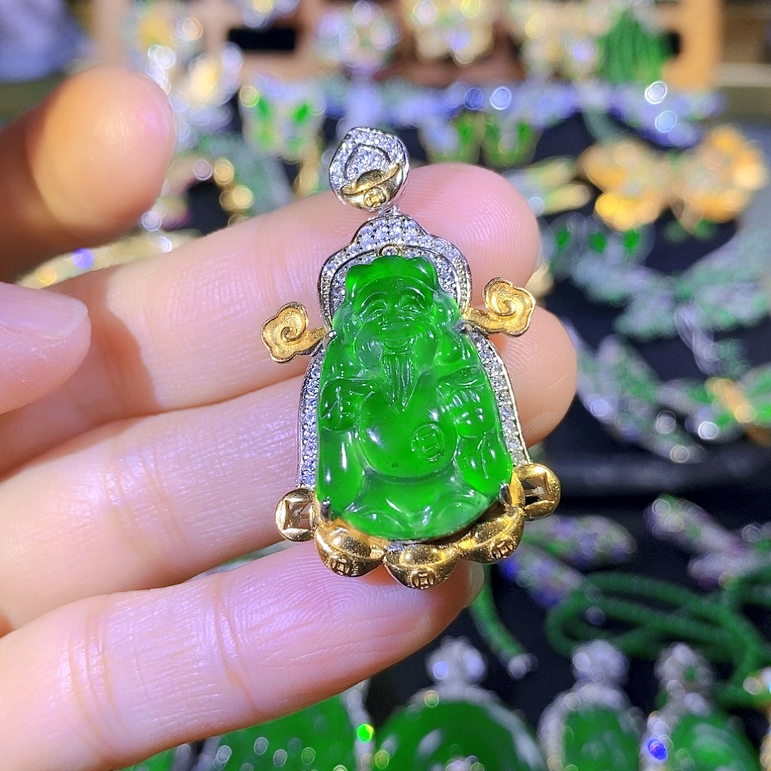 吊坠(不含链)银S925镶嵌翡翠