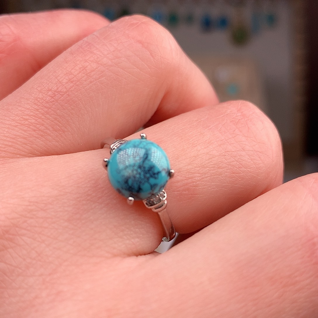 绿松石戒指银S925镶嵌