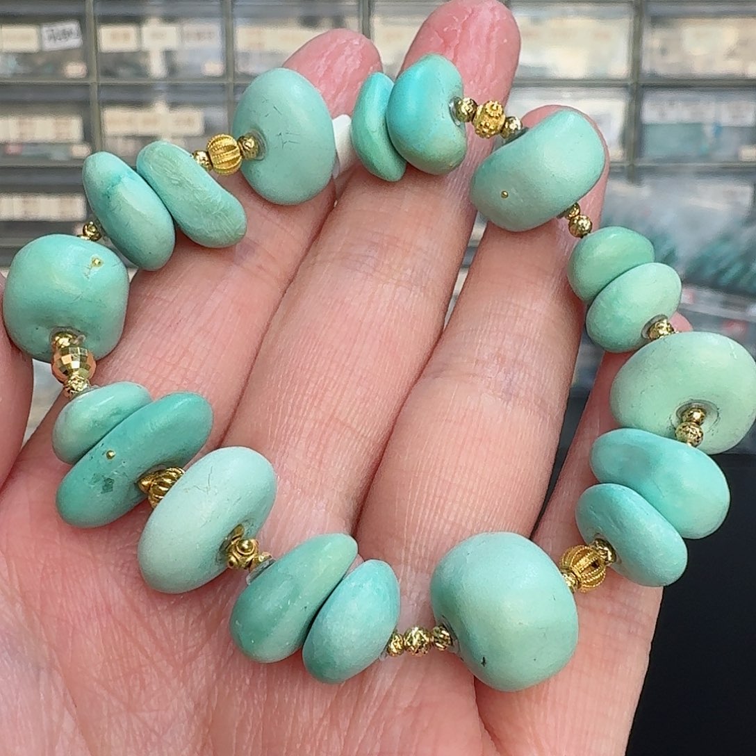 绿松石珠宝奇石18K金镶嵌