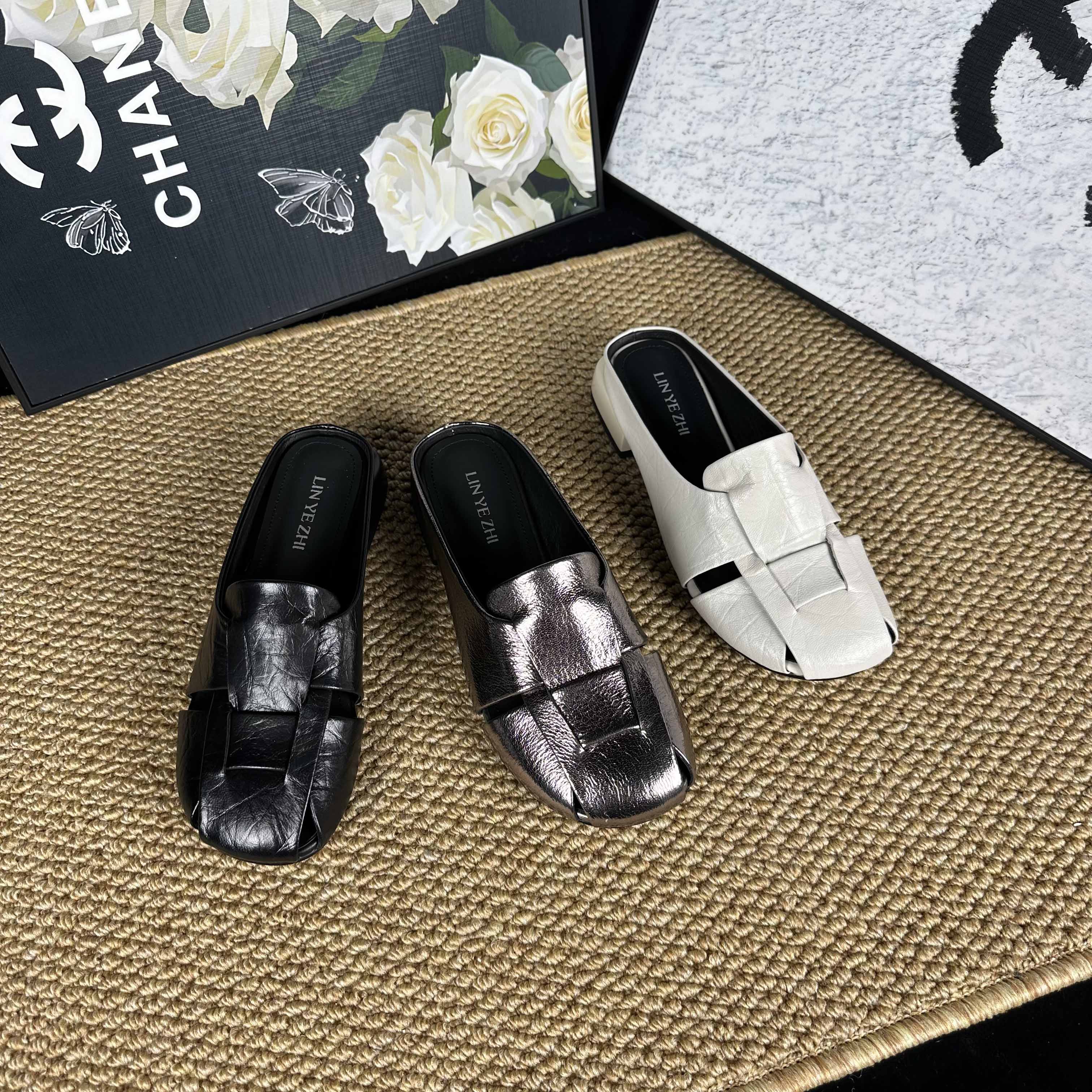 【霖叶枝】羊皮圆头包头半托/跟高3cmA-7066