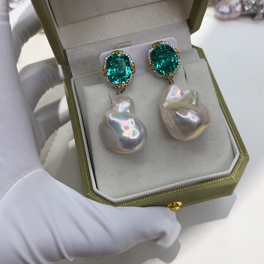 合金淡水珍珠耳饰