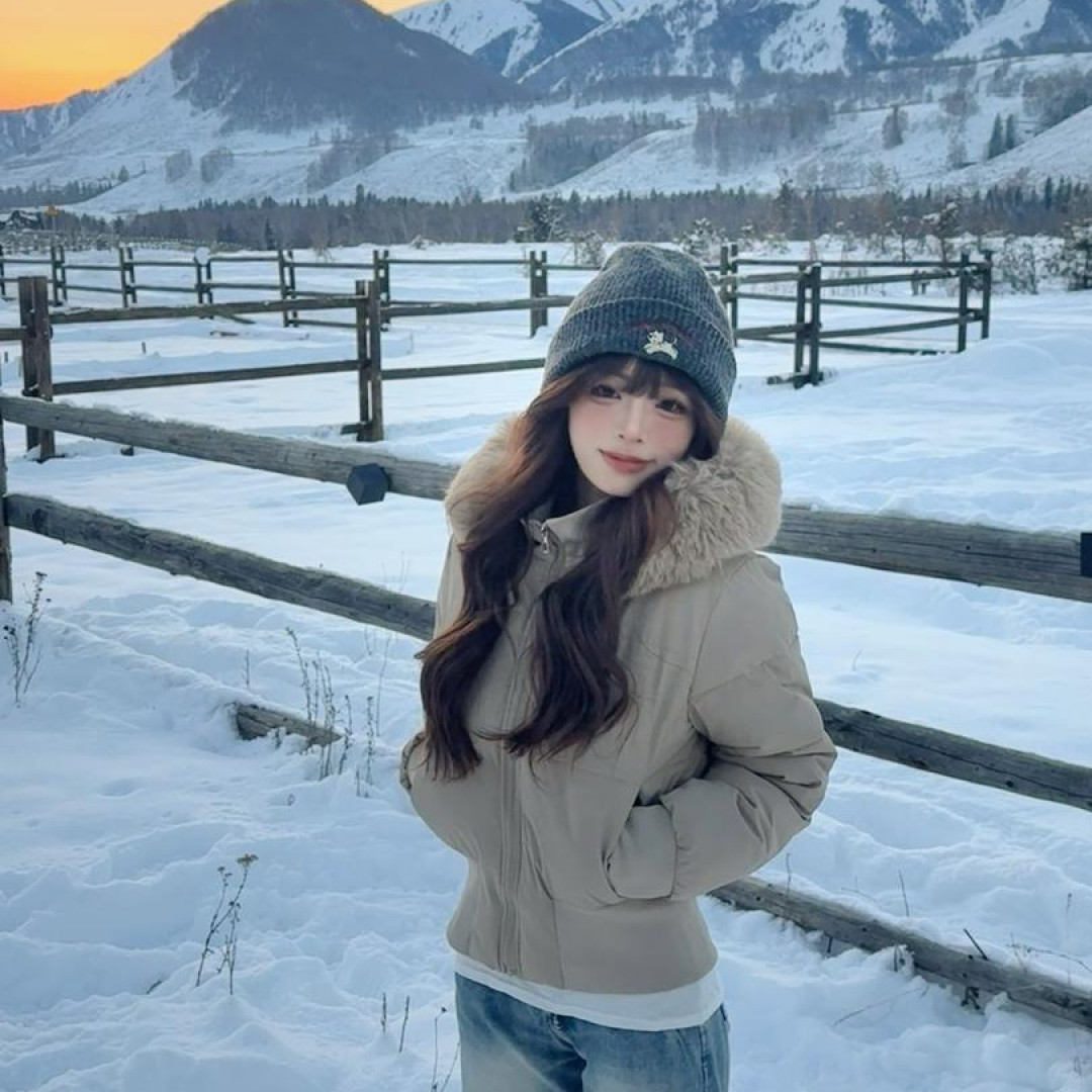 【加绒】2025年冬季大毛领连帽收腰棉袄女高级感气质加厚内里棉服